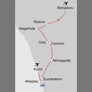 Streifzug durch Südindien ab Karnataka | Bengaluru: _Karte_indien-streifzug-durch-suedindien_copyright: Stepmap, 123map-2013 Daten: OpenStreetMap, Lizenz ODbL 1.0