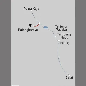 Palangkaraya Flussfahrt: _Karte_indonesien-kalimantan-palangkaraya-flussfahrt_copyright: Stepmap, 123map-2013 Daten: OpenStreetMap, Lizenz ODbL 1.0