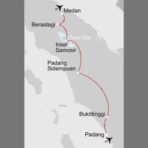 Überlandreise Sumatra ab Medan: _Karte_indonesien-sumatra-ueberlandreise-sumatra_copyright: Stepmap, 123map-2013 Daten: OpenStreetMap, Lizenz ODbL 1.0