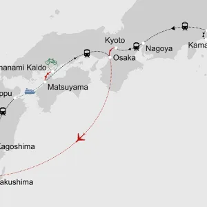 Japan auf neuen Wegen ab Tokio: _Karte-Japan-auf-neuen-Wegen_copyright: Stepmap, 123map-2013 Daten: OpenStreetMap, Lizenz ODbL 1.0