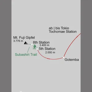 Mt. Fuji Besteigung | Hauptsaison JUN-SEP ab Tokio: _Karte-Japan-mount-fuji-trekking_copyright: Stepmap, 123map-2013 Daten: OpenStreetMap, Lizenz ODbL 1.0
