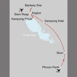 Klassisches Kambodscha ab Phnom Penh: _Karte_kambodscha-klassisches-kambodscha_copyright: Stepmap, 123map-2013 Daten: OpenStreetMap, Lizenz ODbL 1.0