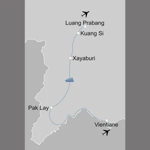 Mekong River Cruise, VTE-LPQ ab Vientiane: _Karte_laos-mekong-river-cruise-laos_copyright: Stepmap, 123map-2013 Daten: OpenStreetMap, Lizenz ODbL 1.0