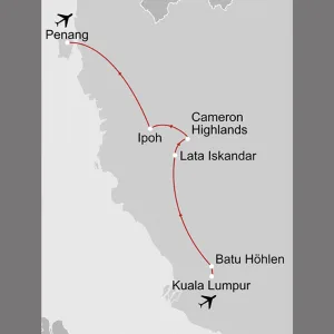 Überland von Kuala Lumpur bis Penang: _Karte_malaysia-ueberland-von-kuala-lumpur-bis-penang_copyright: Stepmap, 123map-2013 Daten: OpenStreetMap, Lizenz ODbL 1.0
