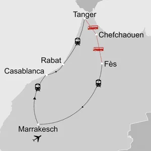 Marokko mal anders ab Marrakesch: _Karte_Marokko-marokko-mal-anders_copyright: Stepmap, 123map-2013 Daten: OpenStreetMap, Lizenz ODbL 1.0