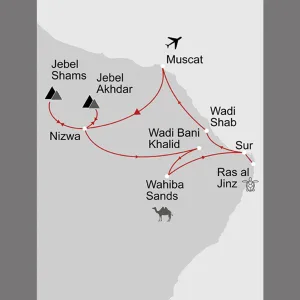 Familienabenteuer Oman ab Muscat: _Karte_oman-familienabenteuer-oman_copyright: Stepmap, 123map-2013 Daten: OpenStreetMap, Lizenz ODbL 1.0