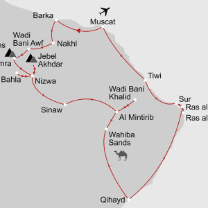 Offroad Abenteuer Oman ab Muscat: _Karte_oman-offroad-abenteuer-oman_copyright: Stepmap, 123map-2013 Daten: OpenStreetMap, Lizenz ODbL 1.0