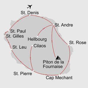 La Réunion Deluxe ab Küstenregion: _Karte_reunion-reunion-deluxe_copyright: Stepmap, 123map-2013 Daten: OpenStreetMap, Lizenz ODbL 1.0