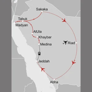 Saudi-Arabien: Sagenhaftes Königreich ab Riad: _karte_saudi-arabien-sagenhaftes-koenigsreich_copyright: Stepmap, 123map-2013 Daten: OpenStreetMap, Lizenz ODbL 1.0