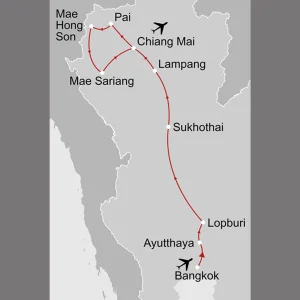 Große Thailand Mietwagenreise ab Bangkok: _Karte_thailand-grosse-thailand-mietwagenreise_copyright: Stepmap, 123map-2013 Daten: OpenStreetMap, Lizenz ODbL 1.0