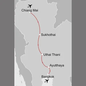 Klassisches Thailand - Thailights ab Bangkok: _Karte_thailand-klassisches-thailand-thailights_copyright: Stepmap, 123map-2013 Daten: OpenStreetMap, Lizenz ODbL 1.0