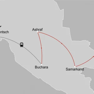Klassisches Usbekistan ab Taschkent: _Karte-usbekistan-klassisches-usbekistan_copyright: Stepmap, 123map-2013 Daten: OpenStreetMap, Lizenz ODbL 1.0