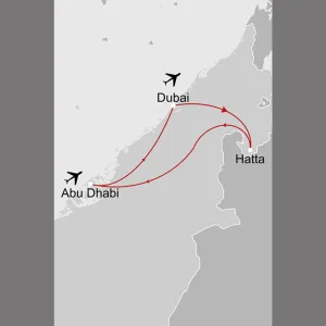 Emirate erleben ab Dubai: _Karte_vae-emirate-erleben_copyright: Stepmap, 123map-2013 Daten: OpenStreetMap, Lizenz ODbL 1.0