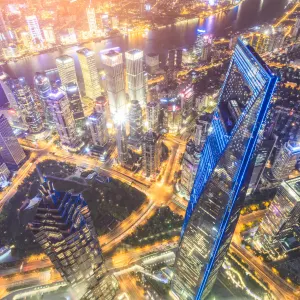 Shanghai bei Nacht: China Shanghai Financial District