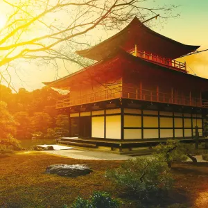 Südkorea & Japan erleben - mit Flug ab Seoul: Japan Kyoto Kinkakuji Tempel Sonnenuntergang
