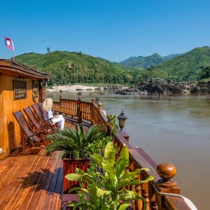 Mekong River Cruises, ab/bis LPQ ab Luang Prabang: Laos Mekong River Cruise Deck - Credit Holger Leue