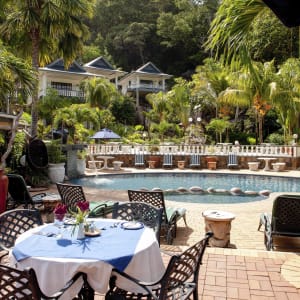 Chateau St. Cloud in La Digue:  Chateau St Cloud Pool Garden