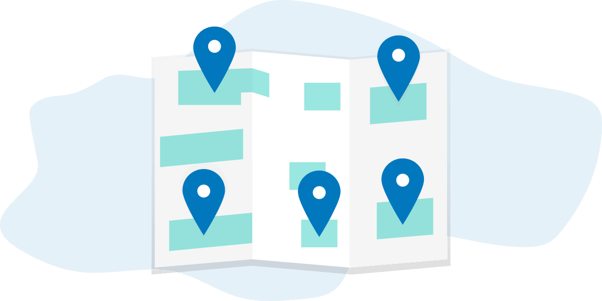 Map and Map Pins Illustration