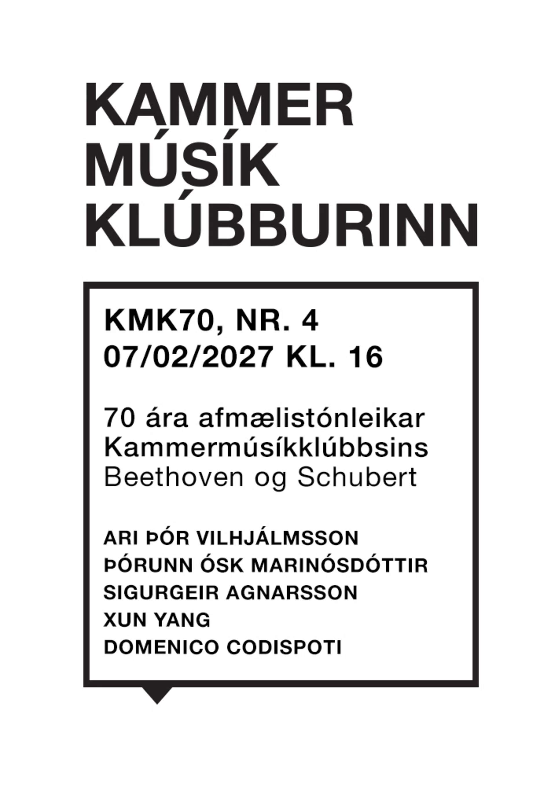 KMK70, NR. 4: Kammermúsíkklúbburinn sjötugur