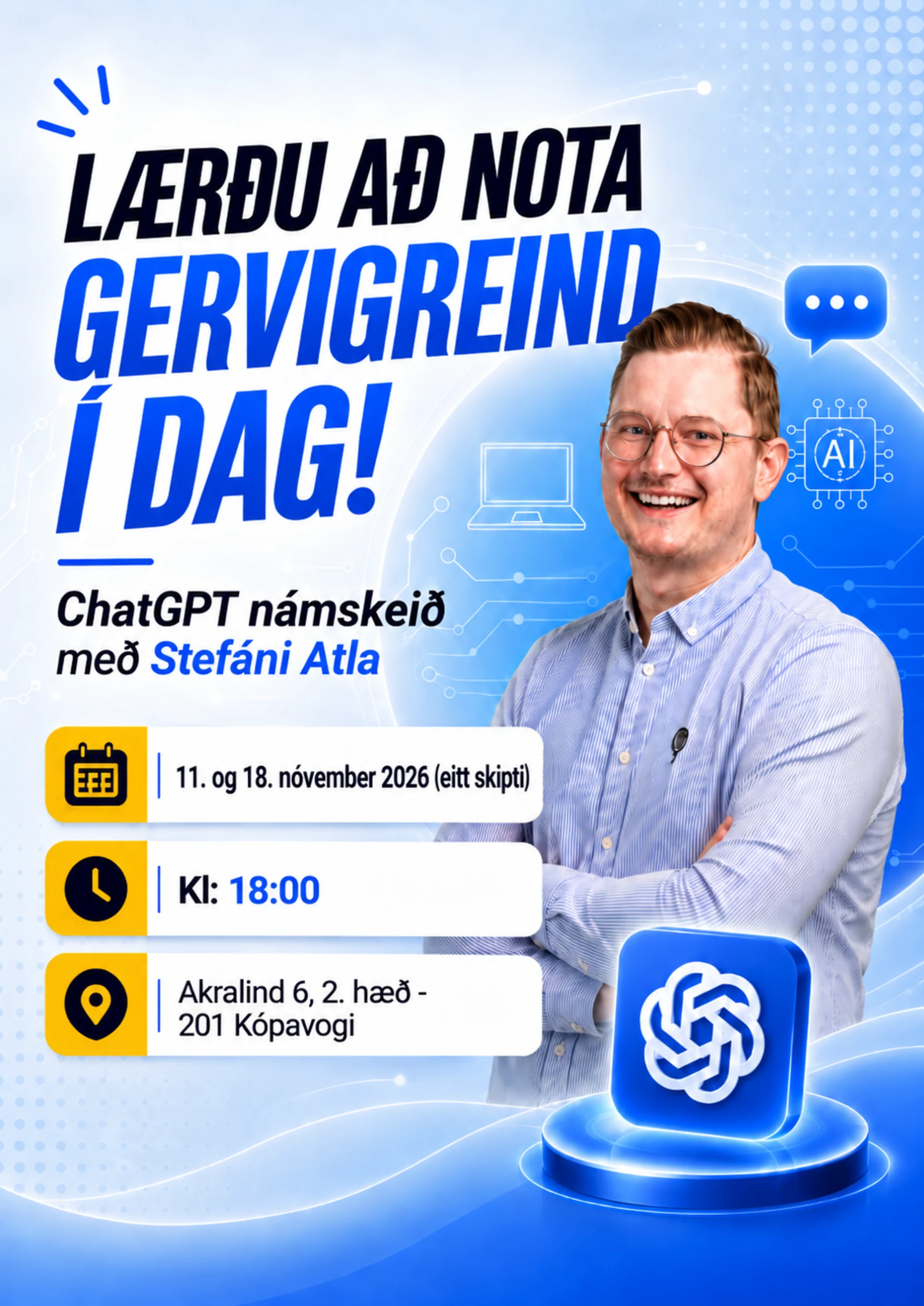 ChatGPT námskeið með Stefáni Atla