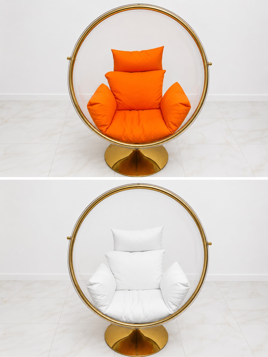 Lot de 3 fauteuils Bubble neufs avec tapis assortis