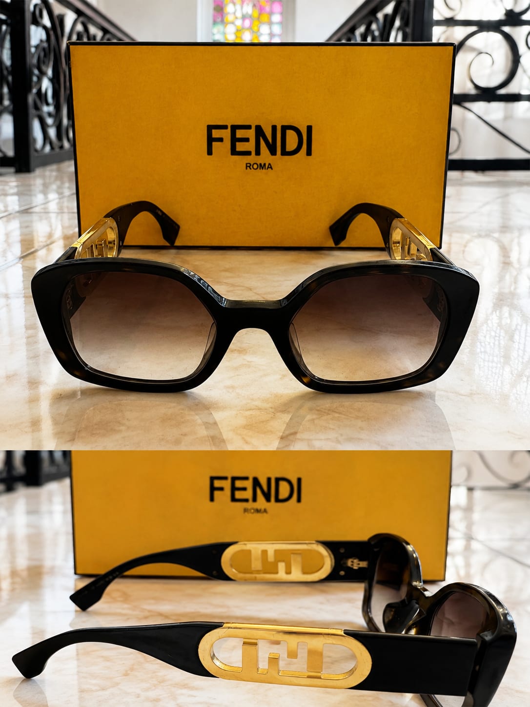 Lunettes de soleil Fendi authentiques avec pochette