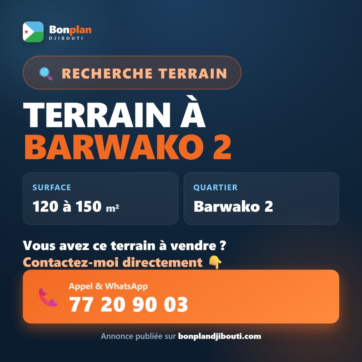 Recherche terrain à Barwako 2, 120 à 150 m²