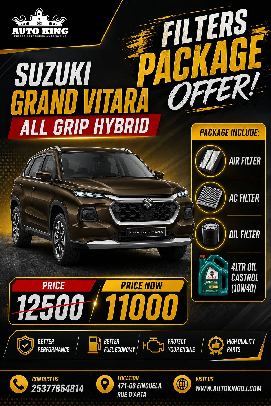 Pack vidange complet pour Suzuki Grand Vitara Hybrid - Auto King