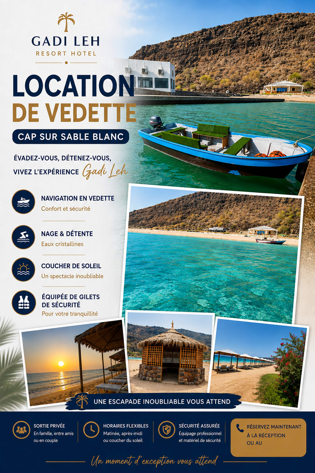 Location de vedette Tadjourah - Sable Blanc, Gadi Leh Resort