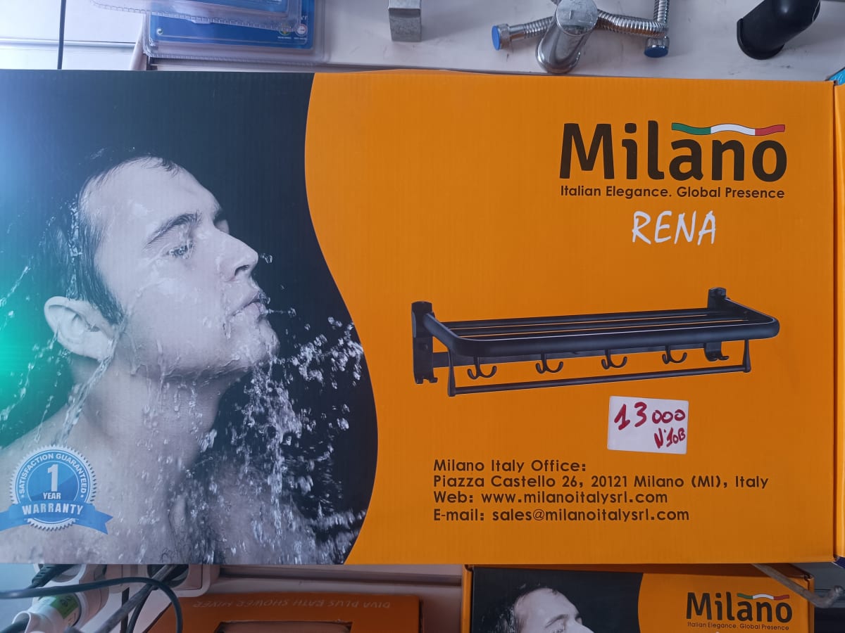 Porte-serviette mural Milano Rena, design italien noir mat