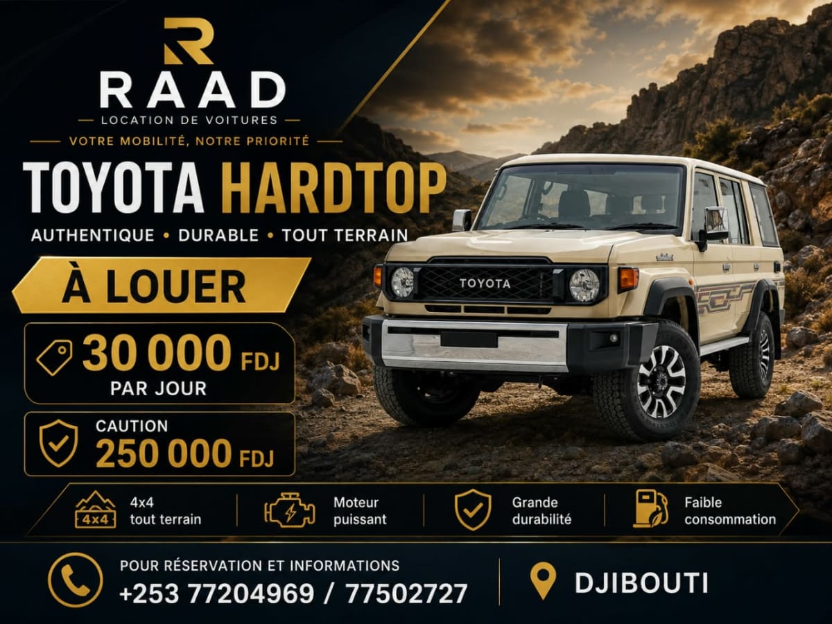 Toyota Hardtop 4x4 à louer, tout terrain à Djibouti