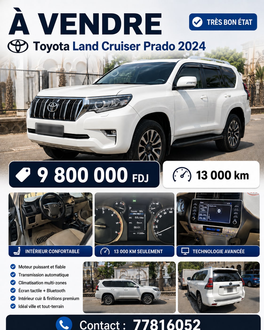 Toyota Land Cruiser Prado 2024, très bon état, 13 000 km