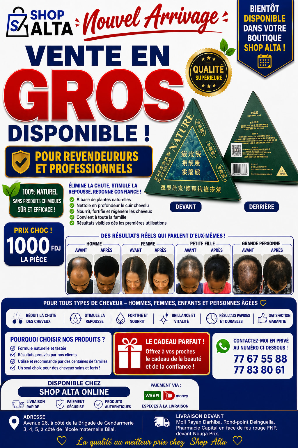 Anti-chute cheveux 100% naturel - vente en gros
