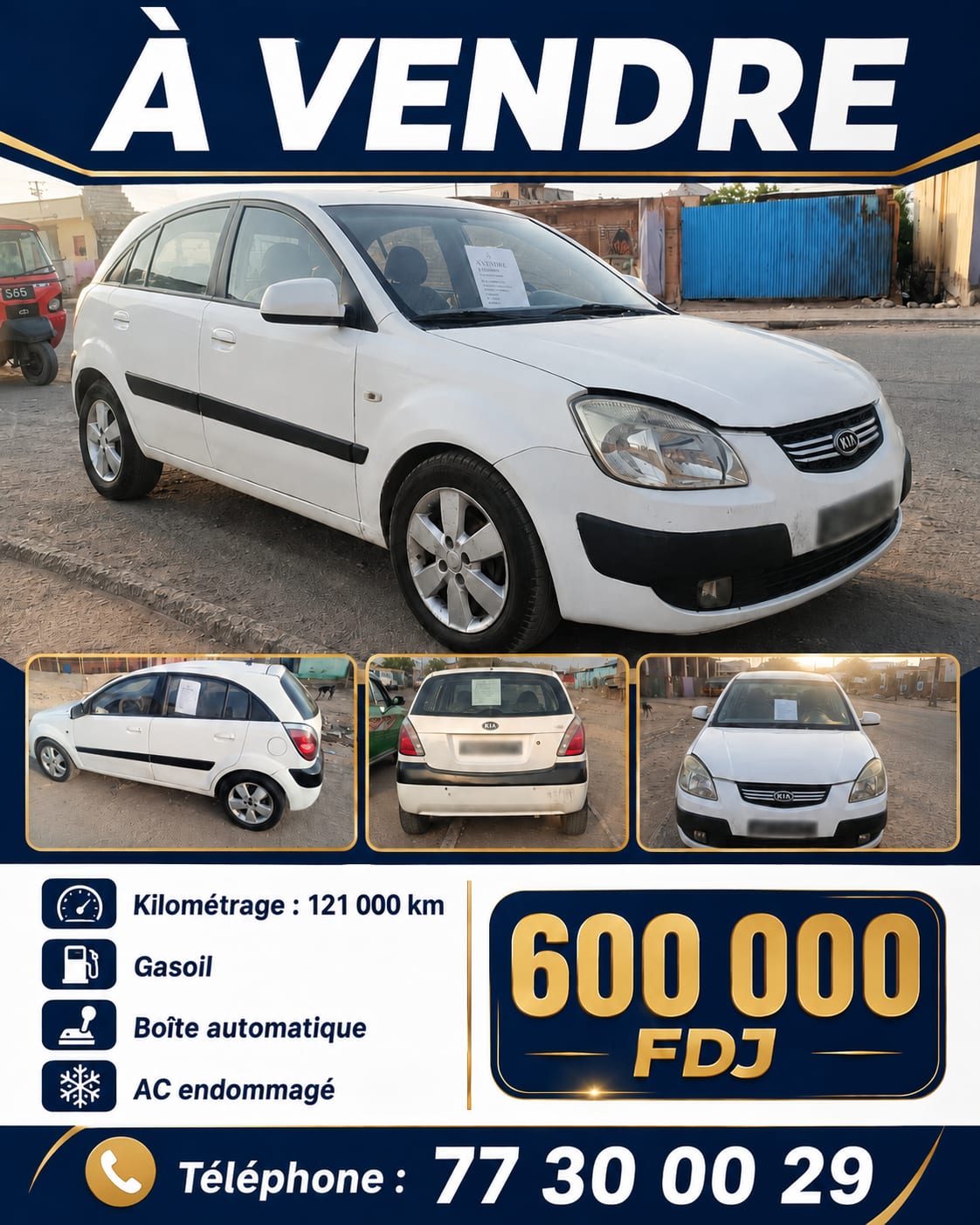 Kia Rio blanche, boîte automatique, 121 000 km