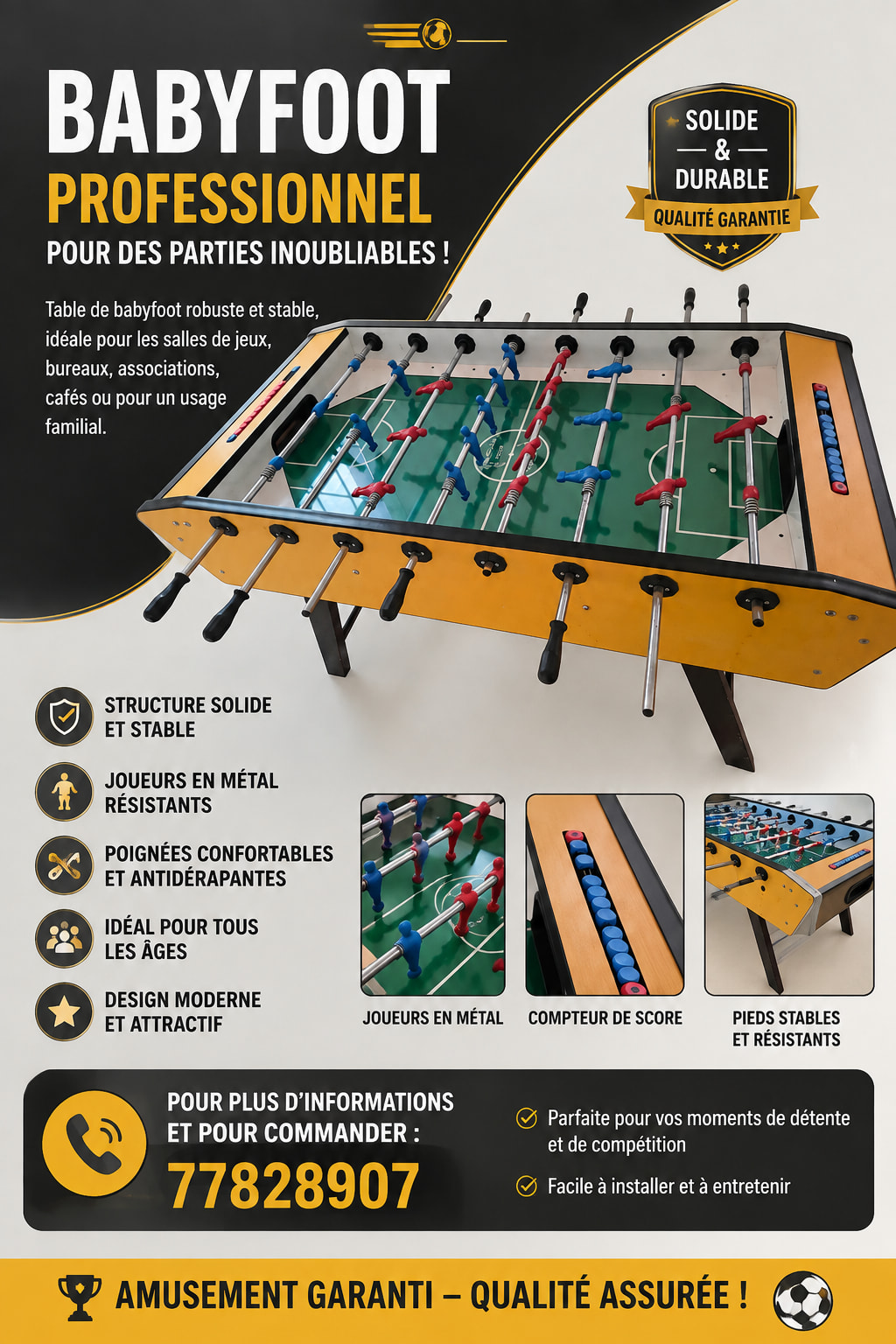 Baby-foot professionnel – Solide et durable