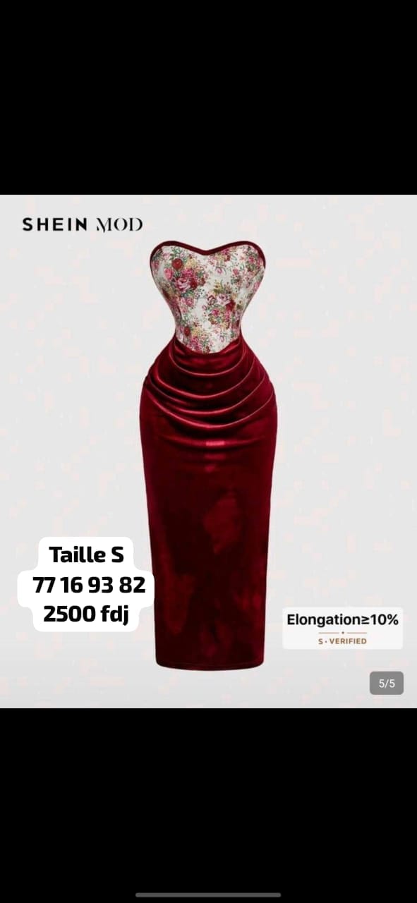 Robe bustier SHEIN rouge bordeaux, taille S