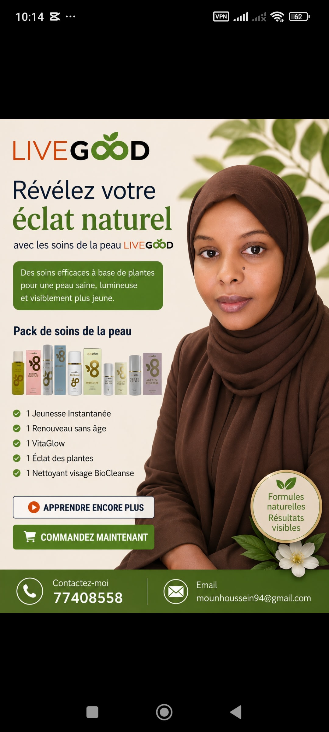 Pack complet de soins de la peau LiveGood, formules naturelles