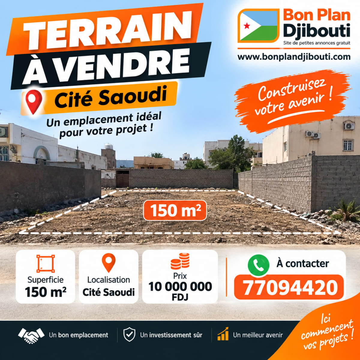 Terrain 150 m² à vendre à Cité Saoudi