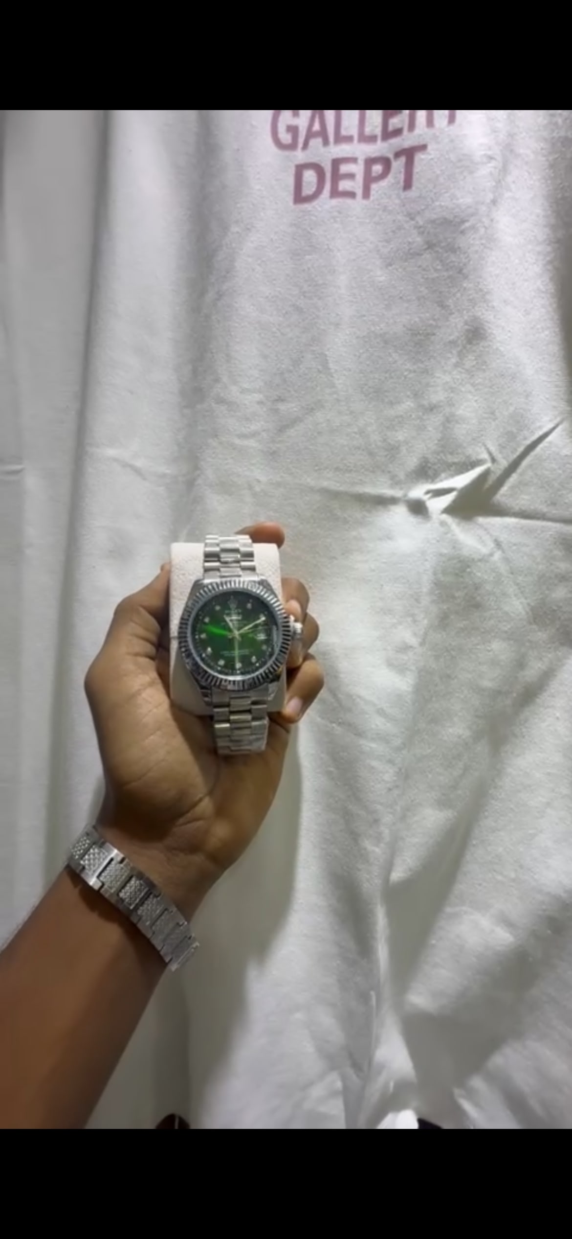 Montre style Rolex bicolore, cadran noir, neuve