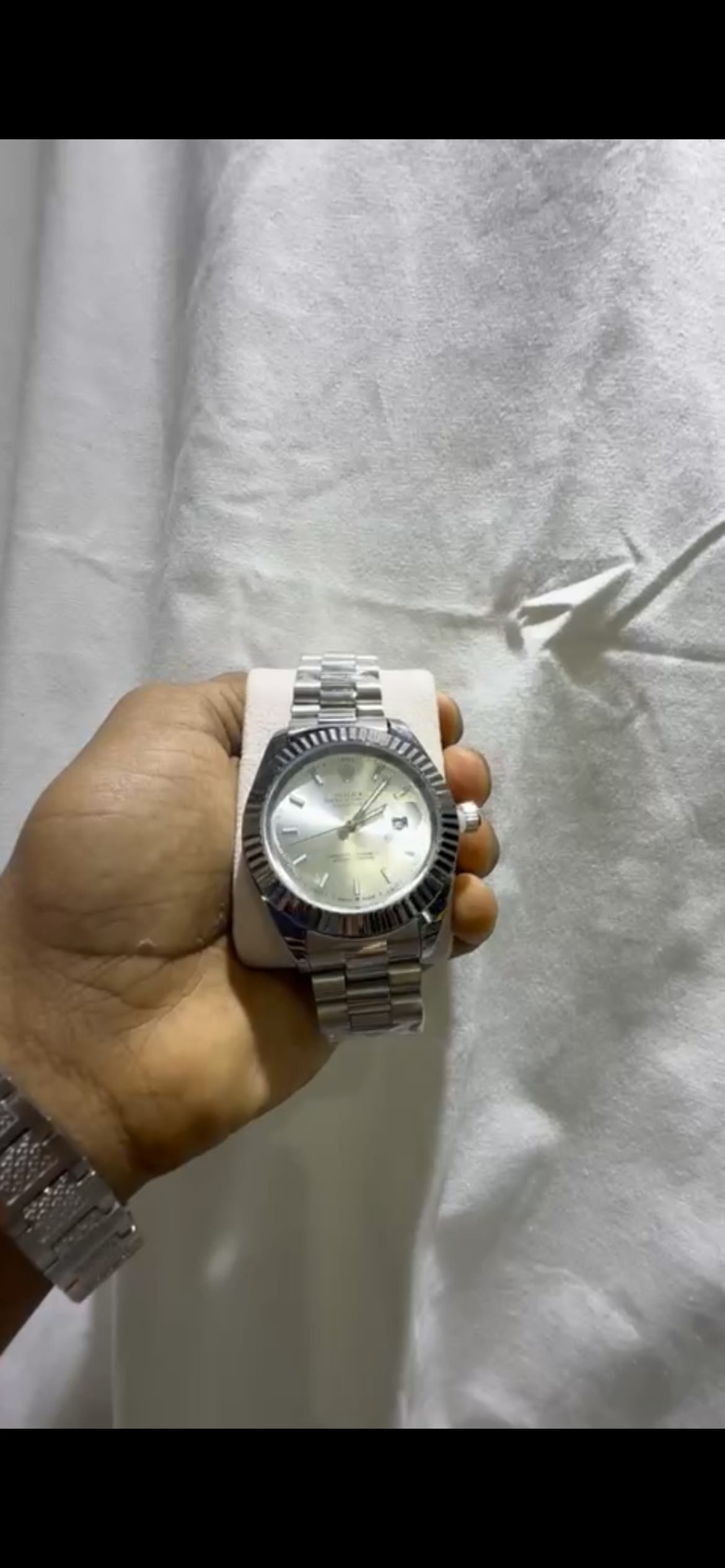 Montre style Rolex bicolore, cadran noir, neuve