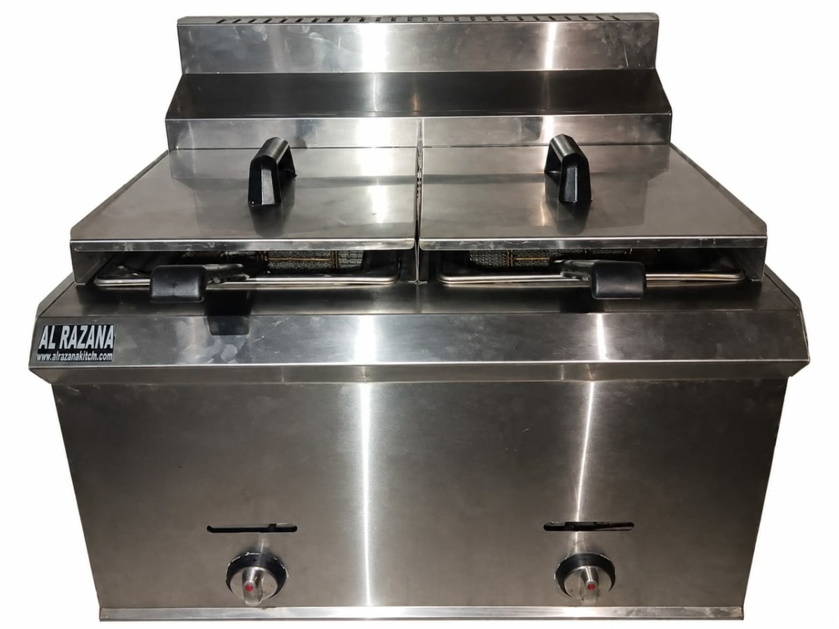 Friteuse à gaz professionnelle double bac inox