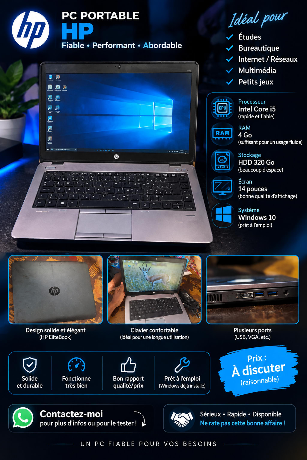 PC portable HP EliteBook i5, fiable et performant