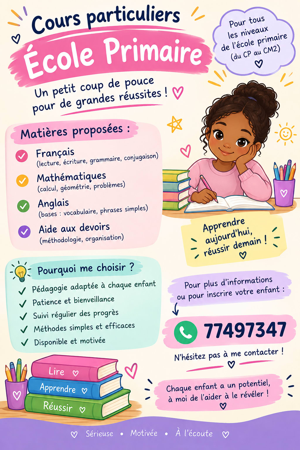 Cours particuliers à domicile - École primaire (CP au CM2)