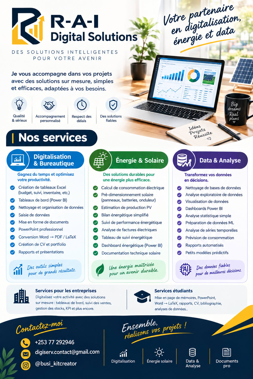 Digitalisation, énergie solaire et data pour votre entreprise