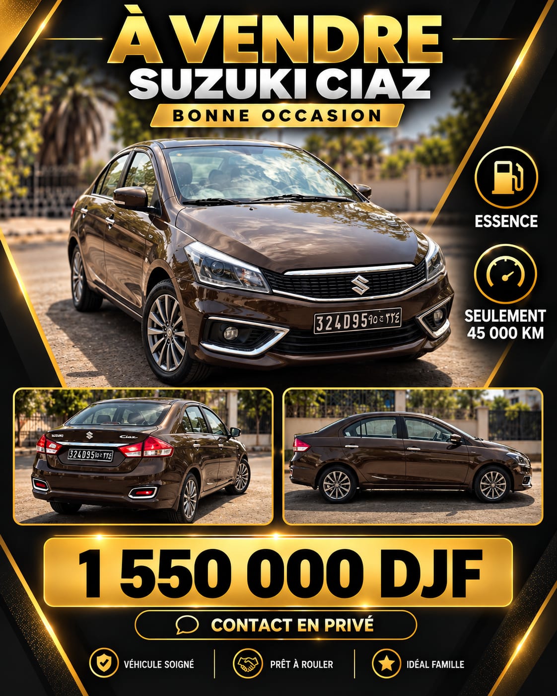 Suzuki Ciaz 2022, essence, 45 000 km, bon état