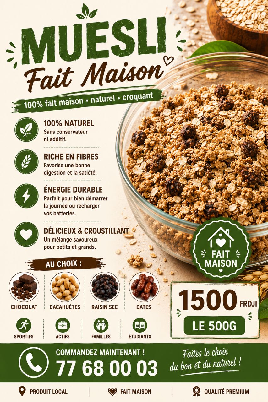 Muesli fait maison 100% naturel, croquant et sain