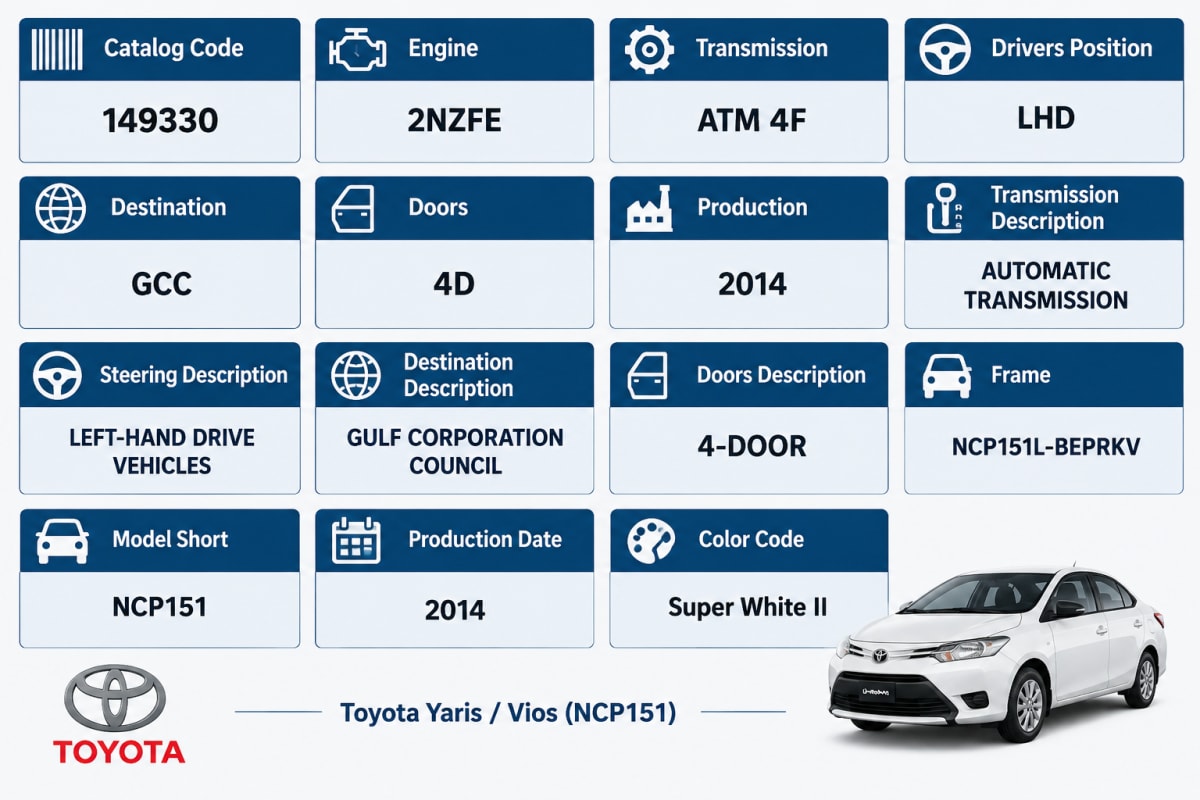 À VENDRE – Toyota Yaris / Vios NCP151 2014
