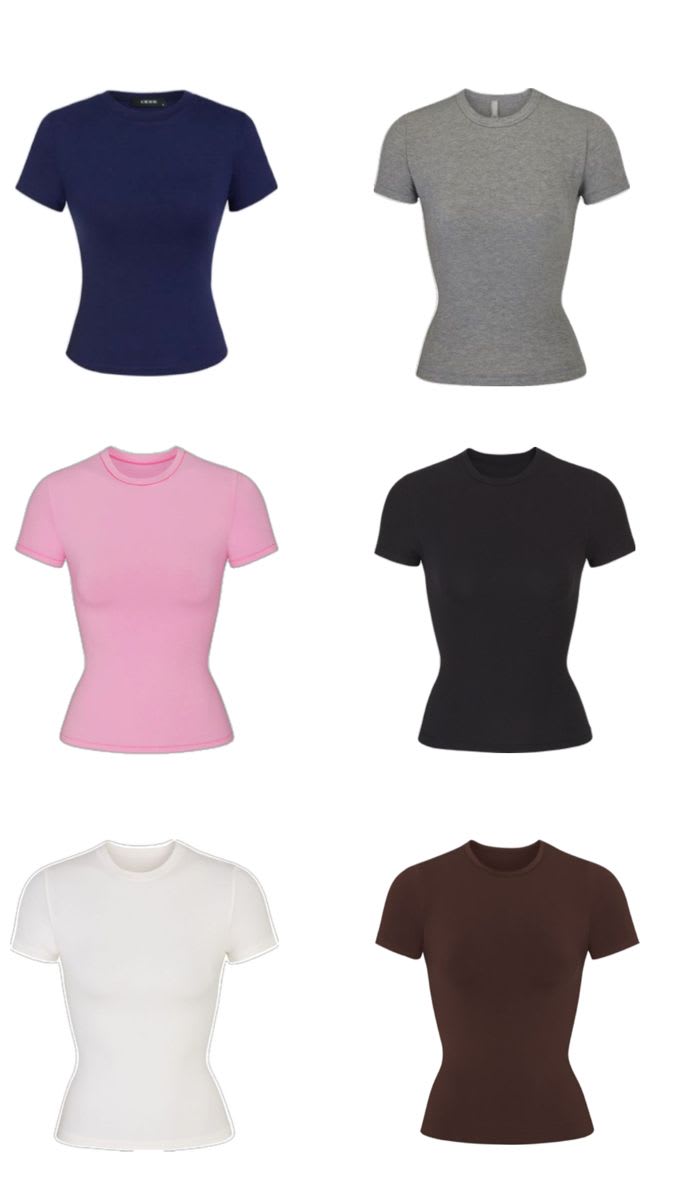 T-shirt basique  bleu marine,rose,rouge,blamc,noir... coupe ajustée
