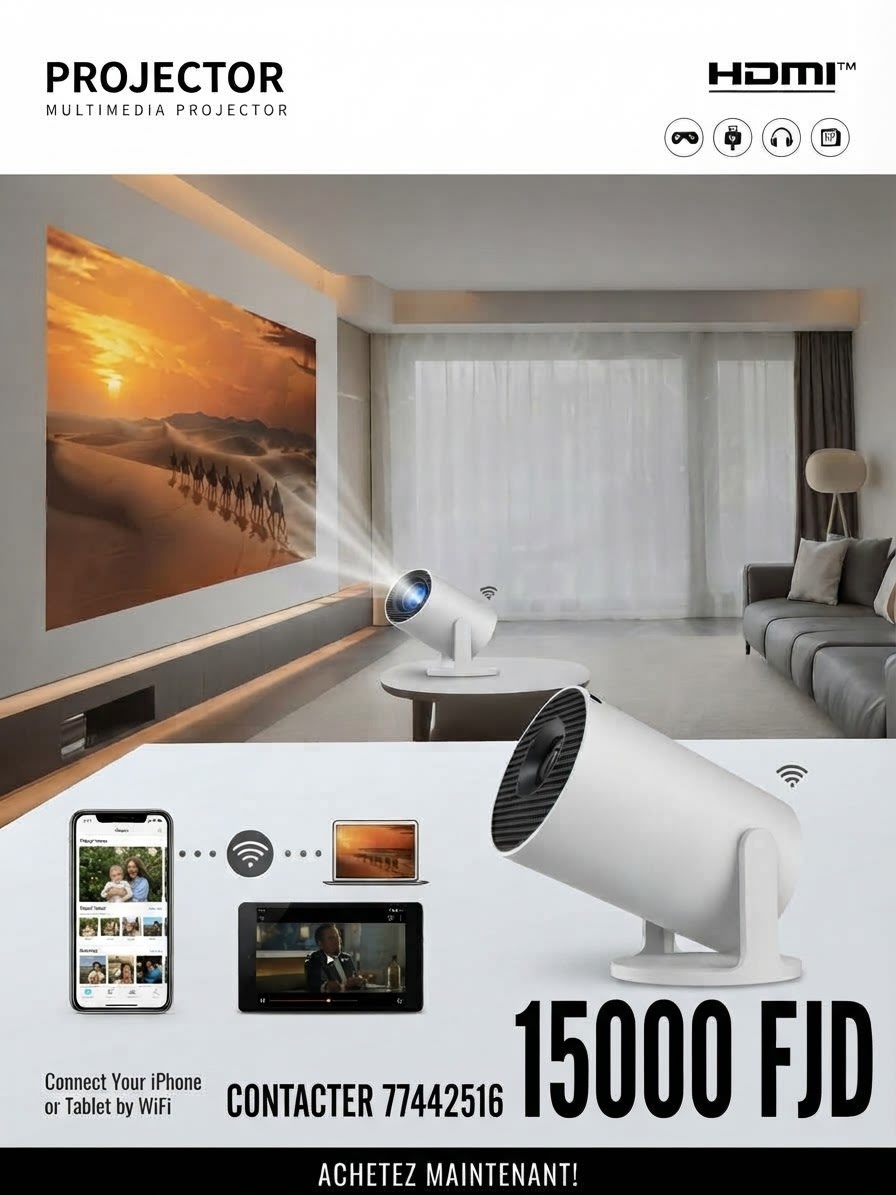 Vidéoprojecteur multimédia WiFi avec HDMI, neuf