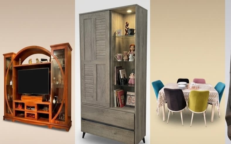 Lot de meubles neufs : meuble TV, armoire et table à manger